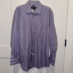 Pronto Uomo long sleeve dress shirt size 17 34/35 NWT Purple Black striping